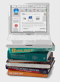Image of books and computer